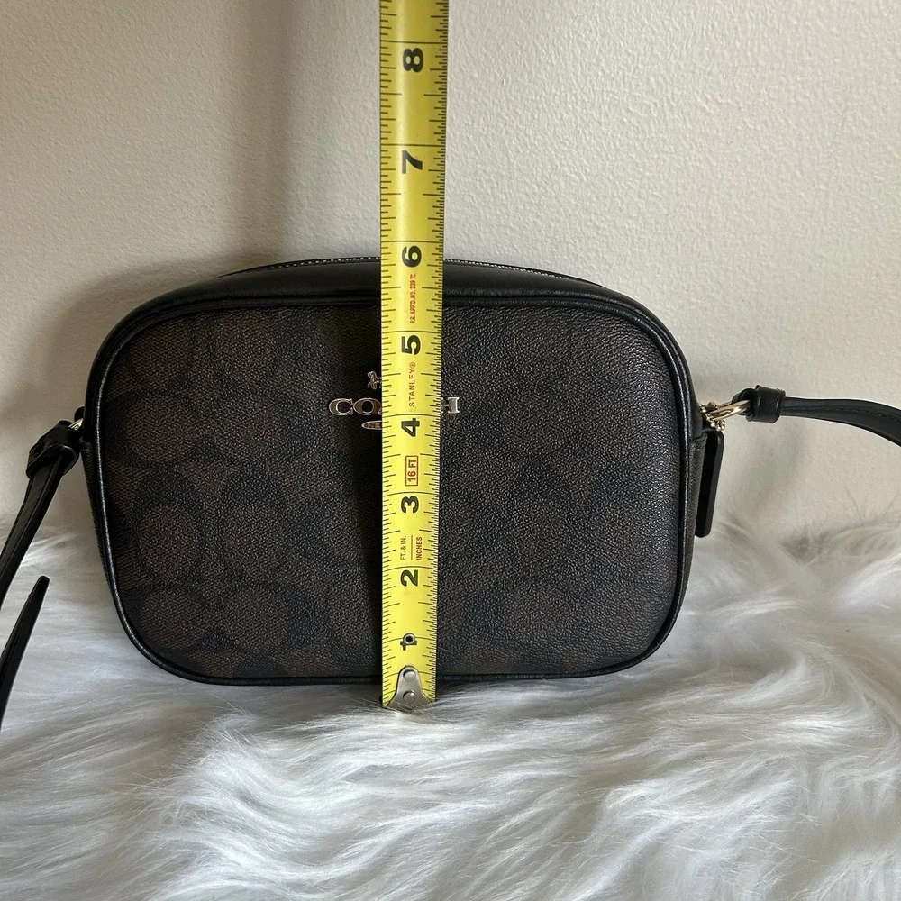Coach Jamie‎ Camera Bag Brown Black Signature Canvas Crossbody Excellent